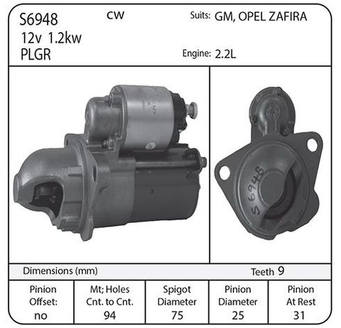 STR DELCO SUIT GM,OPEL 12V CW