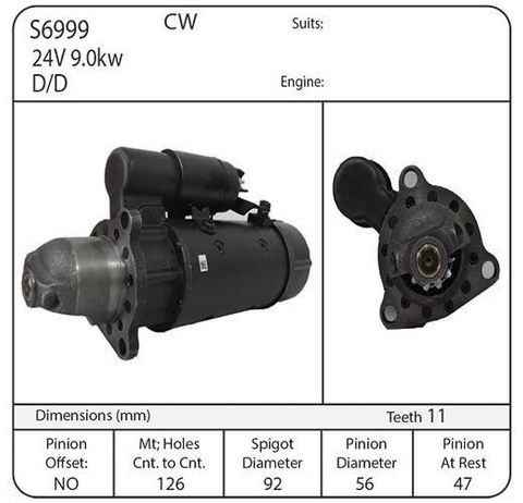 STR 50MT 24v – 11thooth 9 kw CW PRESTOLITE