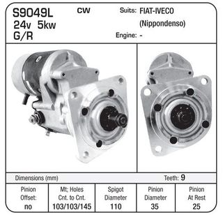 STR 24V 9TH  G/R  SUIT FIAT DENSO TYPE - LEFT