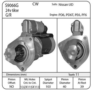 STARTER 24V SUIT NISSAN PD6,PE6,PF6