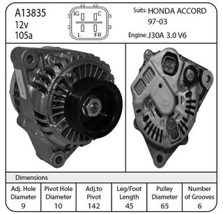 ALT 12V 105A DENSO SUIT HONDA ACCORD V6 3.0 97-03
