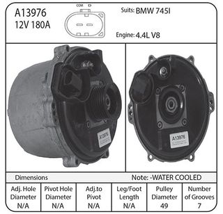 ALT 12V BOSCH WATER COOLED SUIT BMW, COM, 180A