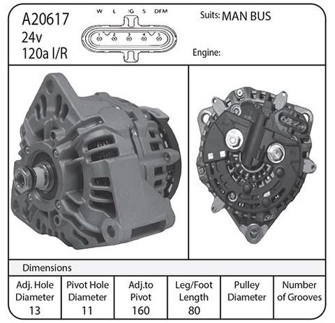 ALT BOSCH 24V 120amp MAN Bus/Truck