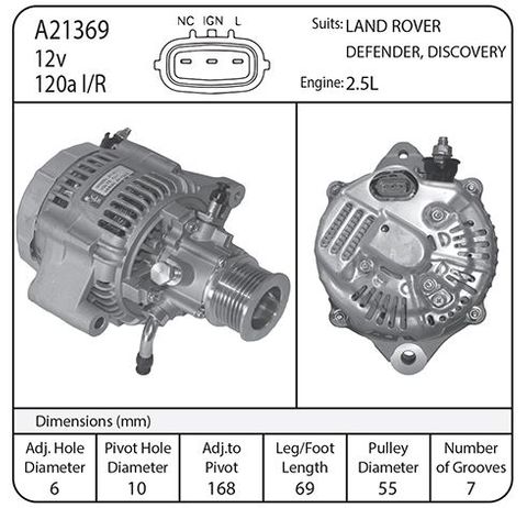 ALT,12V 120A ROVER FRT PMP(ND) DISCOVERY
