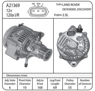 ALT,12V 120A ROVER FRT PMP(ND) DISCOVERY