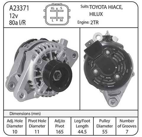 ALT 12V 80A TOYOTA FORTUNA RLO