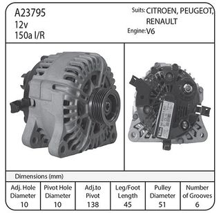 ALT 12V 150A SUIT CITROEN, RENAULT, PEUGEOT