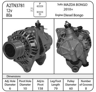 ALT 12V SUIT LATE MODEL BONGO 2010....... NO LONGER AVAILABLE