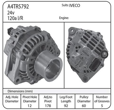 ALT 24V 120A SUIT IVECO