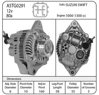 ALT 12V 80A SUIT SUZUKI SWIFT GENUINE