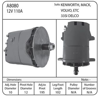 ALT 12V 110A 33SI S/EXCITING USA DELCO