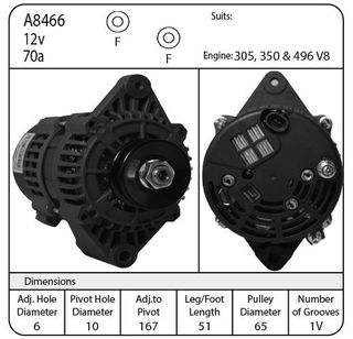 ALT 12V 70amp Delco - MERCRUISER Forklift applications