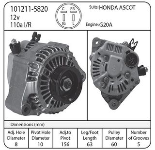ALTERNATOR SUIT HONDA ASCOT 12V 110A