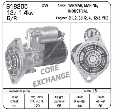 STR 12V 1.4KW 15TH G/R YANMAR