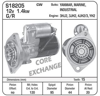 STR 12V 1.4KW 15TH G/R YANMAR