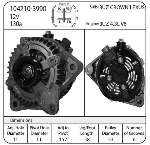ALT TOYOTA, LEXUS, MERC 12V 140A RLO