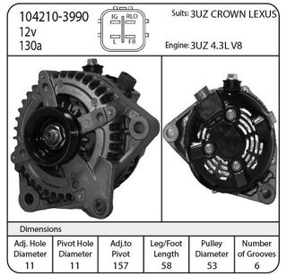 ALT TOYOTA, LEXUS, MERC 12V 140A RLO