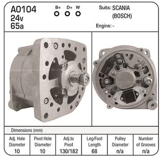 ALTERNATOR BOSCH 24V 65A SCANIA