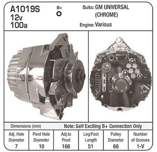 ALT 12V 100A SELF EXCITING (CHROME) SE
