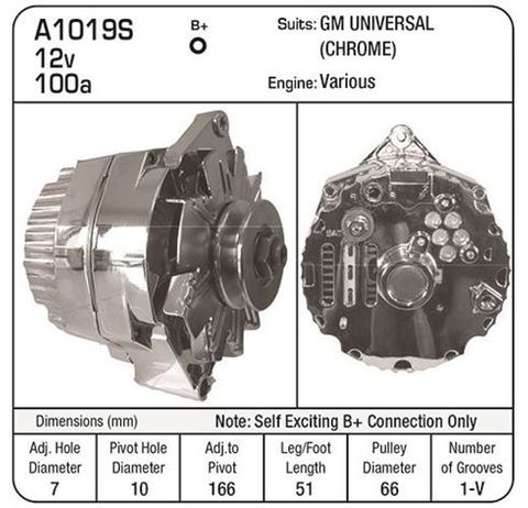 ALT 12V 100A SELF EXCITING (CHROME) SE