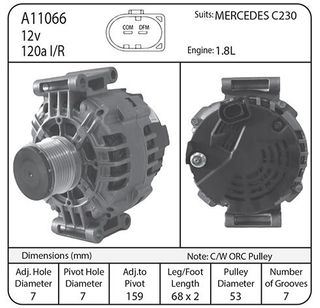 ALTERNATOR BOSCH MERC 120a  PAD MOUNT