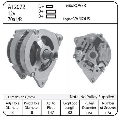 ALT 12V 70A R/H A115 LUCAS