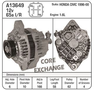 ALT.HONDA CIVIC 1.6L 1996-2000 LATE 4 PI