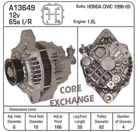ALT.HONDA CIVIC 1.6L 1996-2000 LATE 4 PI