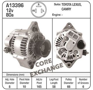 ALT 12V 80A LEXUS & TOYOTA 3L 1991-92