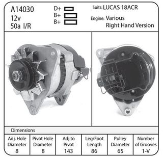 ALT  12V 50A 18 ACR R.H. LUCAS