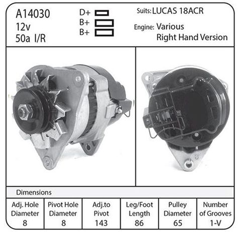 ALT  12V 50A 18 ACR R.H. LUCAS