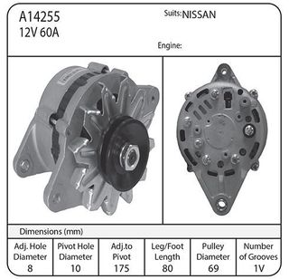 ALT 12V 60A NISSAN EF/IR L&S