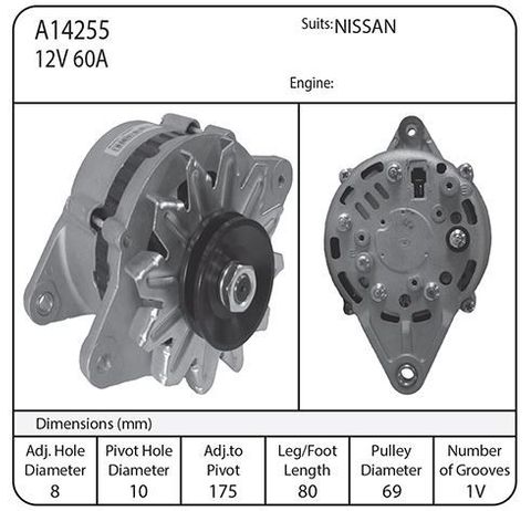 ALT 12V 60A NISSAN EF/IR L&S