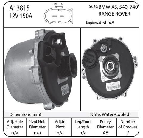 ALT BMW WATER COOLED 150A