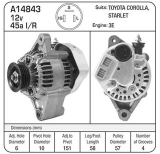 ALT 12V 45A TOYOTA STARLET