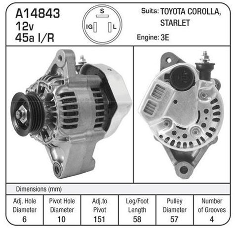 ALT 12V 45A TOYOTA STARLET