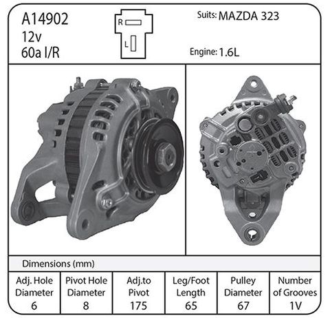 ALTERNATOR 12V P TERM LAS/MAZ