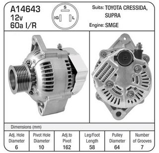 ALT 12V 60A 7GROOVE HIACE PETROL