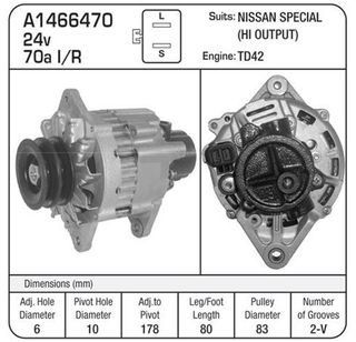 ALTERNATOR NISSAN SAFARI 24V 70A *SPECIAL*  TD42