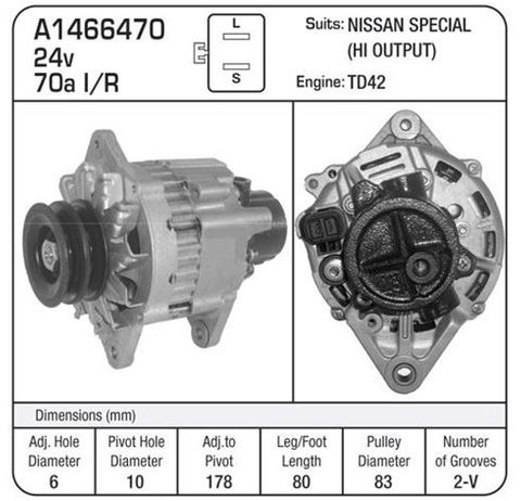 ALTERNATOR NISSAN SAFARI 24V 70A *SPECIAL*  TD42