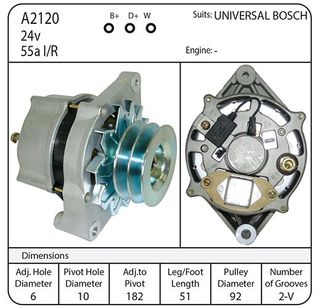 UNIVERSAL BOSCH ALT 24V 55A