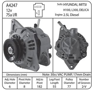 ALT MITS 12V 75A 30CC VP