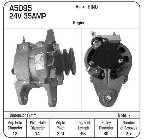 ALT.24V35A HINO I/R 1PM.98LGS