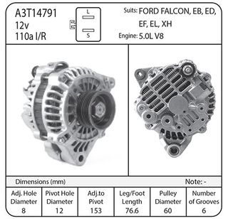 ALT SUIT FORD V8 2 PIN