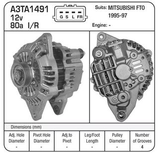 ALT 12V 80A MITSI FTO 4 PIN -REBUILT-