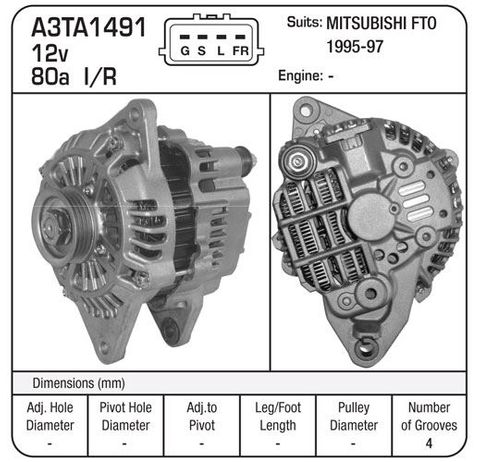 ALT 12V 80A MITSI FTO 4 PIN -REBUILT-