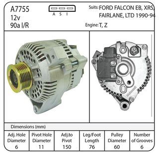 ALTERNATOR FALCON  V8 12V 95A IR >
