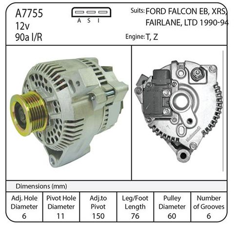 ALTERNATOR FALCON  V8 12V 95A IR >