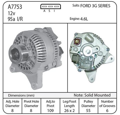 FORD ALT 12V 95A SUIT FORD 3G 4.6L 6PK
