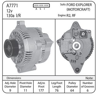 ALTERNATOR FORD F250,F350 12V 130AMP